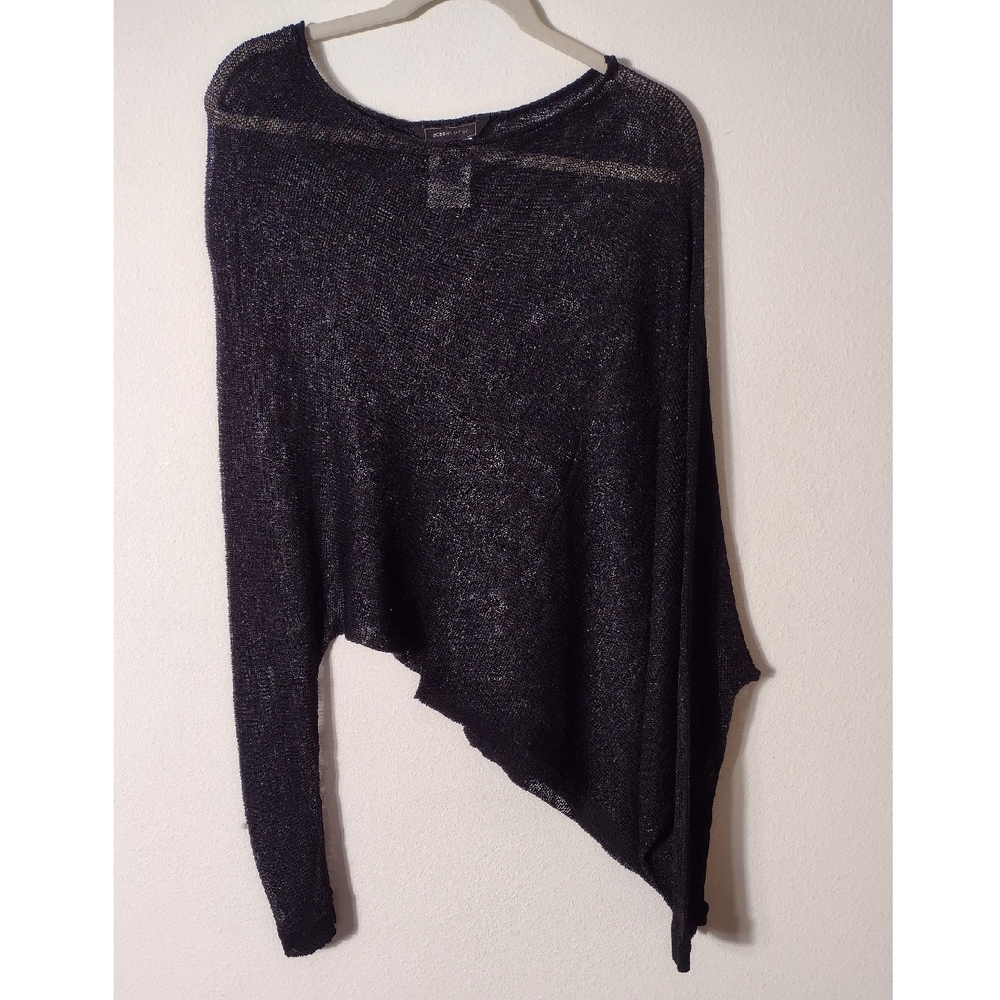 BCBGMaxAzria Black Shimmer Asymmetrical Dolman Sleeve Karlie Pullover Sweater